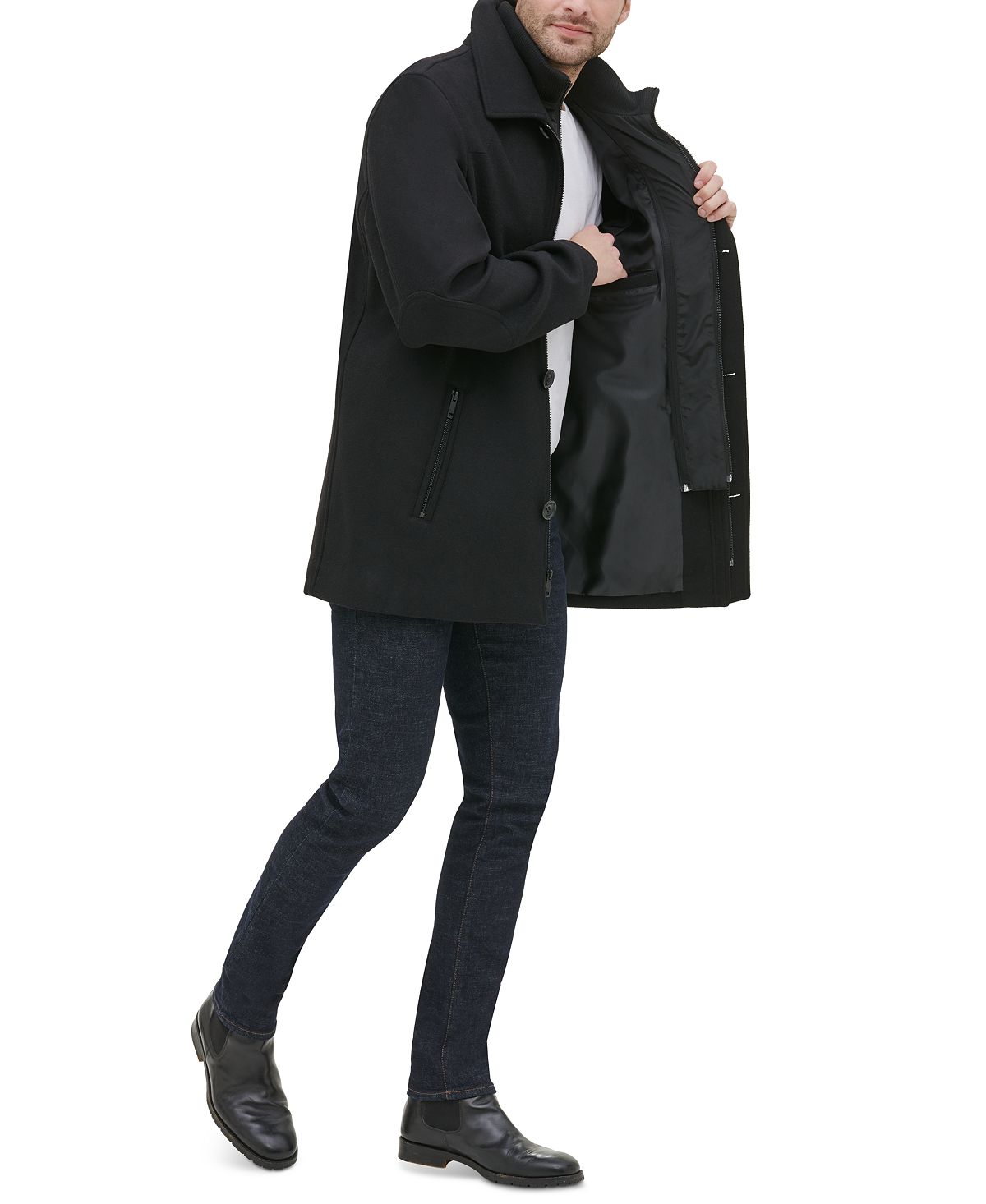 Kenneth Cole New York Layered Walker Jacket Black