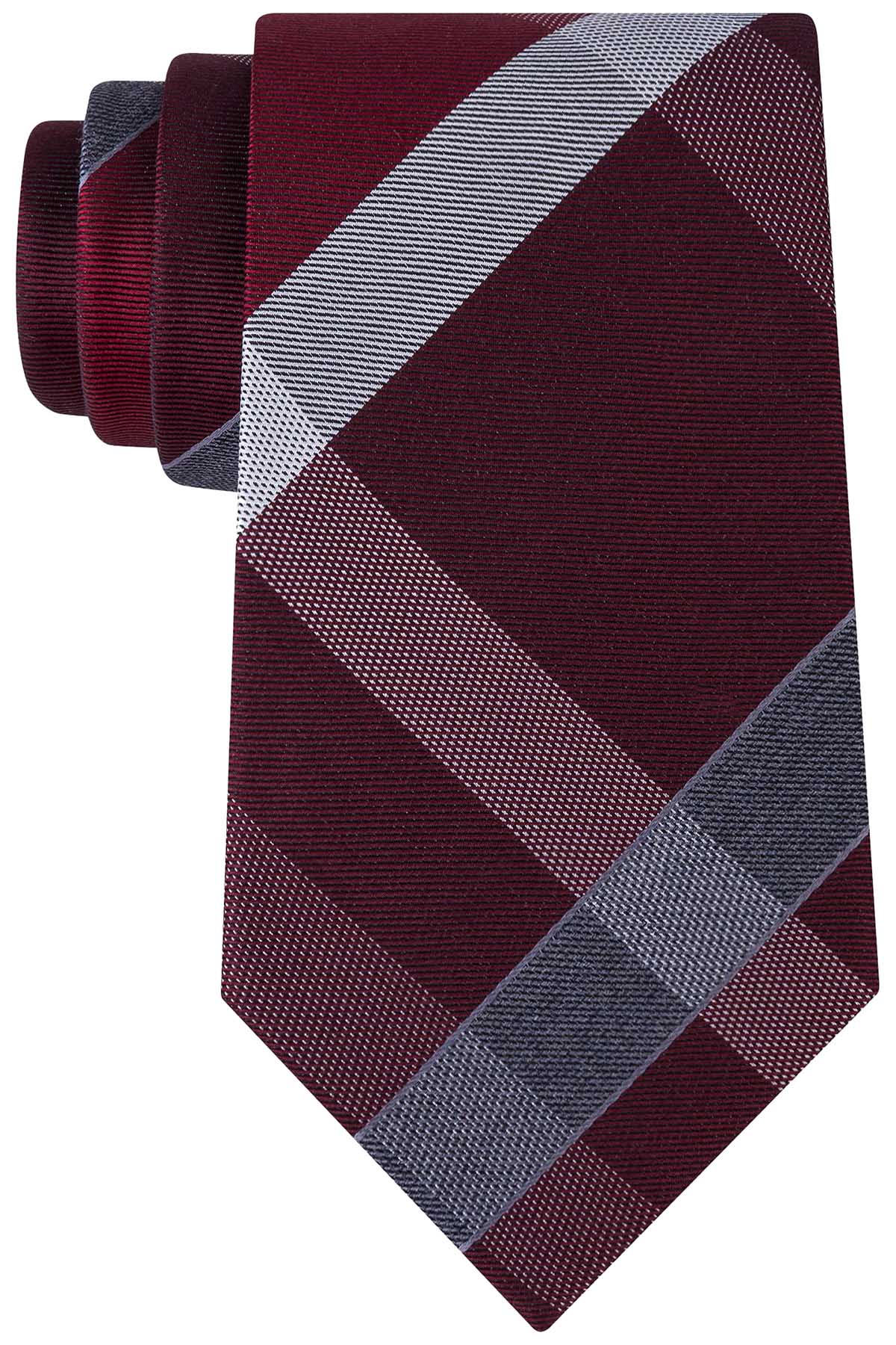 Kenneth Cole Reaction Burgundy Track Plaid Tie