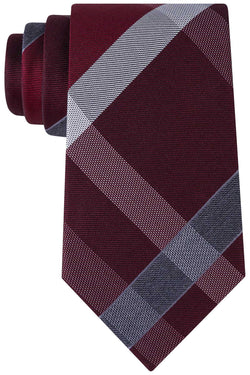 Kenneth Cole Reaction Burgundy Track Plaid Tie thumbnail 1