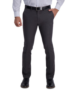 Kenneth Cole Reaction Extra Slim-fit Stretch Micro Check Houndstooth Dress Pants Dark Grey