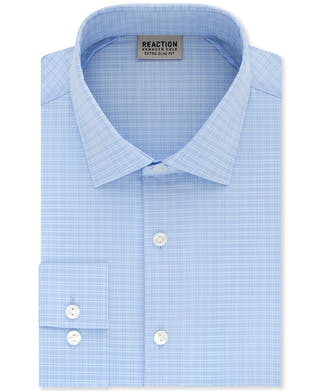 Kenneth Cole Reaction Extra-slim Fit Non-iron Stretch Check Dress Shirt Powder Blue