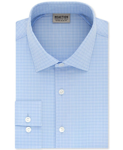 Kenneth Cole Reaction Extra-slim Fit Non-iron Stretch Check Dress Shirt Powder Blue thumbnail 1