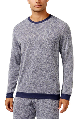 Kenneth Cole Reaction Navy-Blue Marled Sleep Shirt