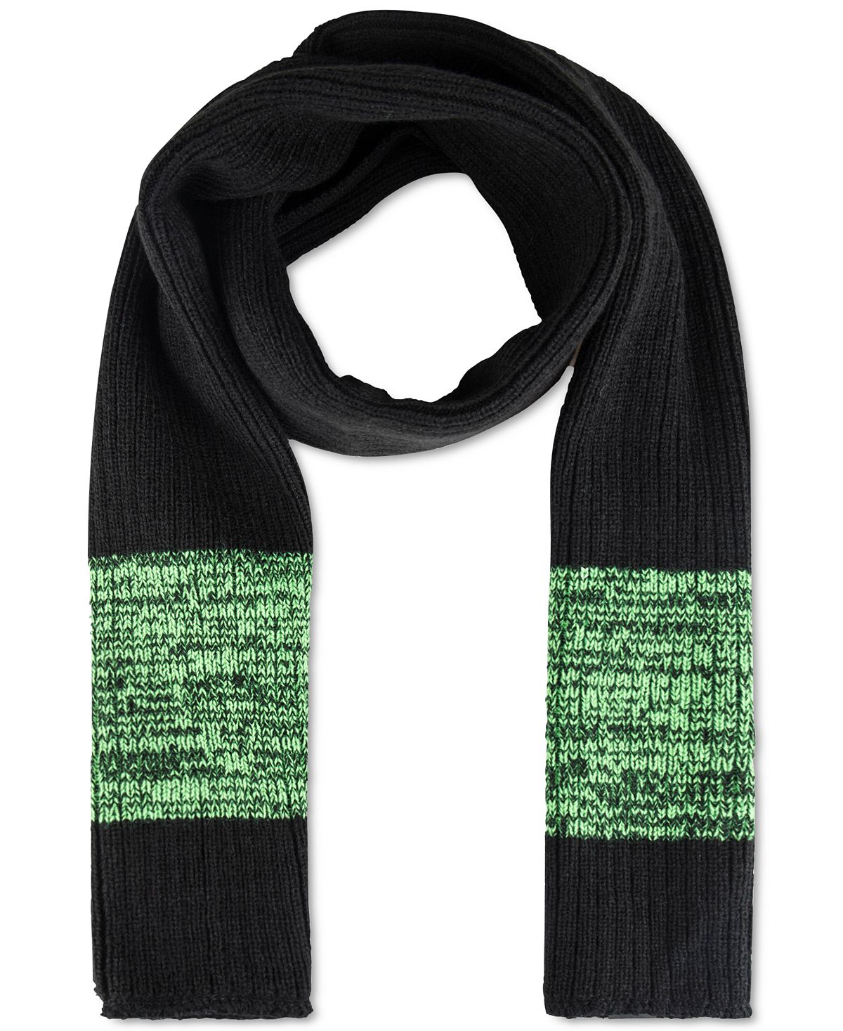 Kenneth Cole Reaction Neon Beanie And Scarf Set Black/Green