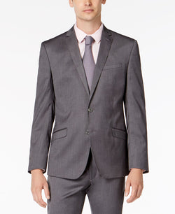 Kenneth Cole Reaction Skinny-fit Ready Flex Stretch Solid Shine Suit Silver thumbnail 2