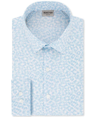 Kenneth Cole Reaction Slim-fit All Day Flex Performance Stretch Mist Abstract-print Dress Shirt Mist
