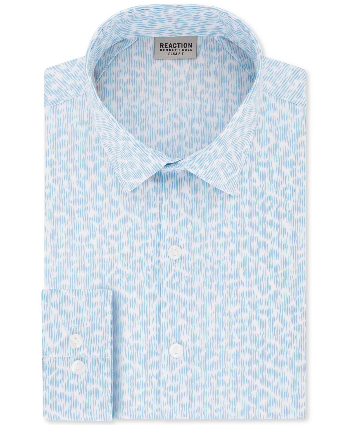 Kenneth Cole Reaction Slim-fit All Day Flex Performance Stretch Mist Abstract-print Dress Shirt Mist