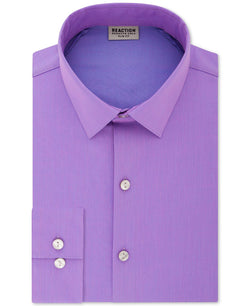 Kenneth Cole Reaction Slim-fit All Day Flex Performance Stretch Solid Dress Shirt Thistle thumbnail 1