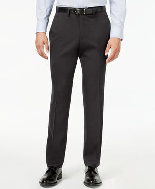 Kenneth Cole Reaction Slim-fit Stretch Gabardine Dress Pants Charcoal