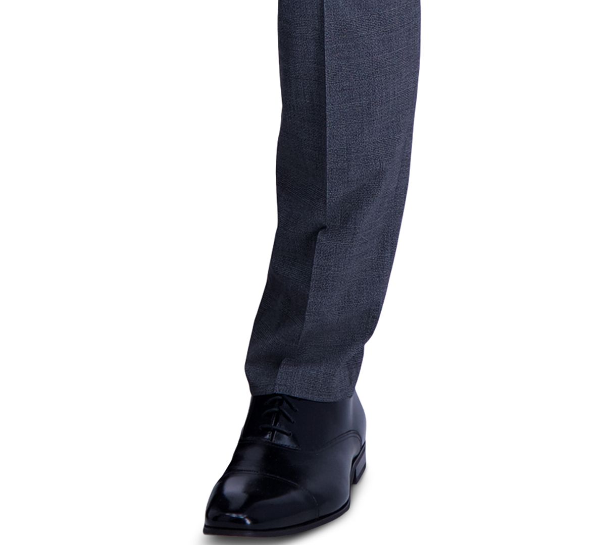 Kenneth Cole Reaction Slim-fit Stretch Heathered Glen Plaid Dress Pants Charcoal