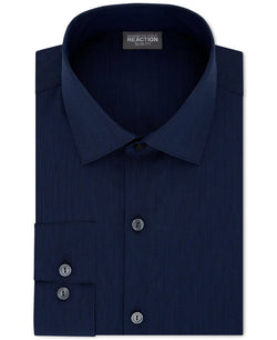 Kenneth Cole Reaction Slim-fit Techni-cole Flex Collar Solid Dress Shirt Navy thumbnail 1