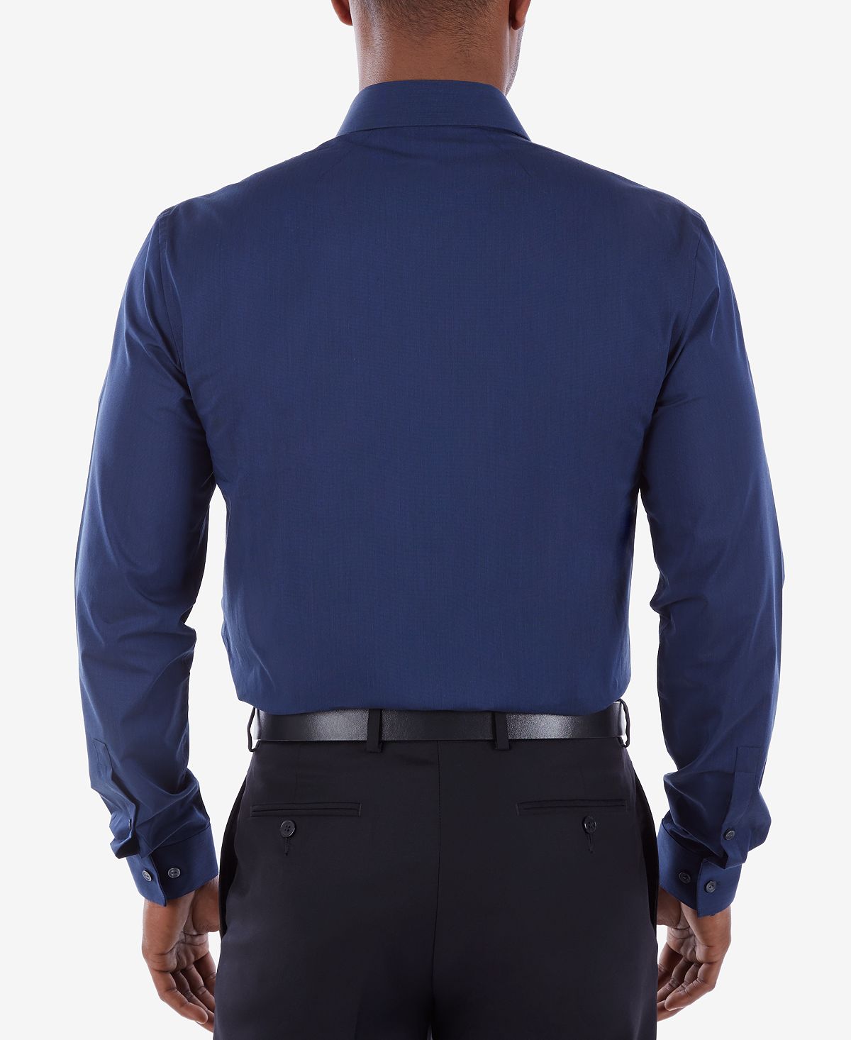 Kenneth Cole Reaction Slim-fit Techni-cole Flex Collar Solid Dress Shirt Navy