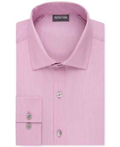 Kenneth Cole Reaction Slim-fit Techni-cole Flex Collar Solid Dress Shirt Pink