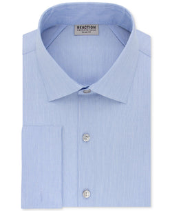 Kenneth Cole Reaction Slim-fit Techni-cole Stretch Performance French-cuff Dress Shirt Bluejay thumbnail 1