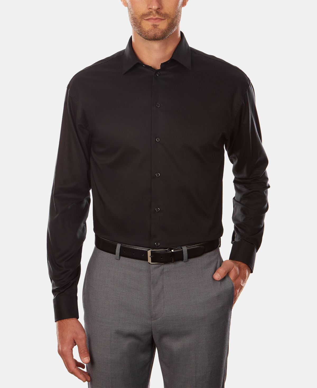 Kenneth Cole Unlisted Classic/regular-fit Solid Dress Shirt Black