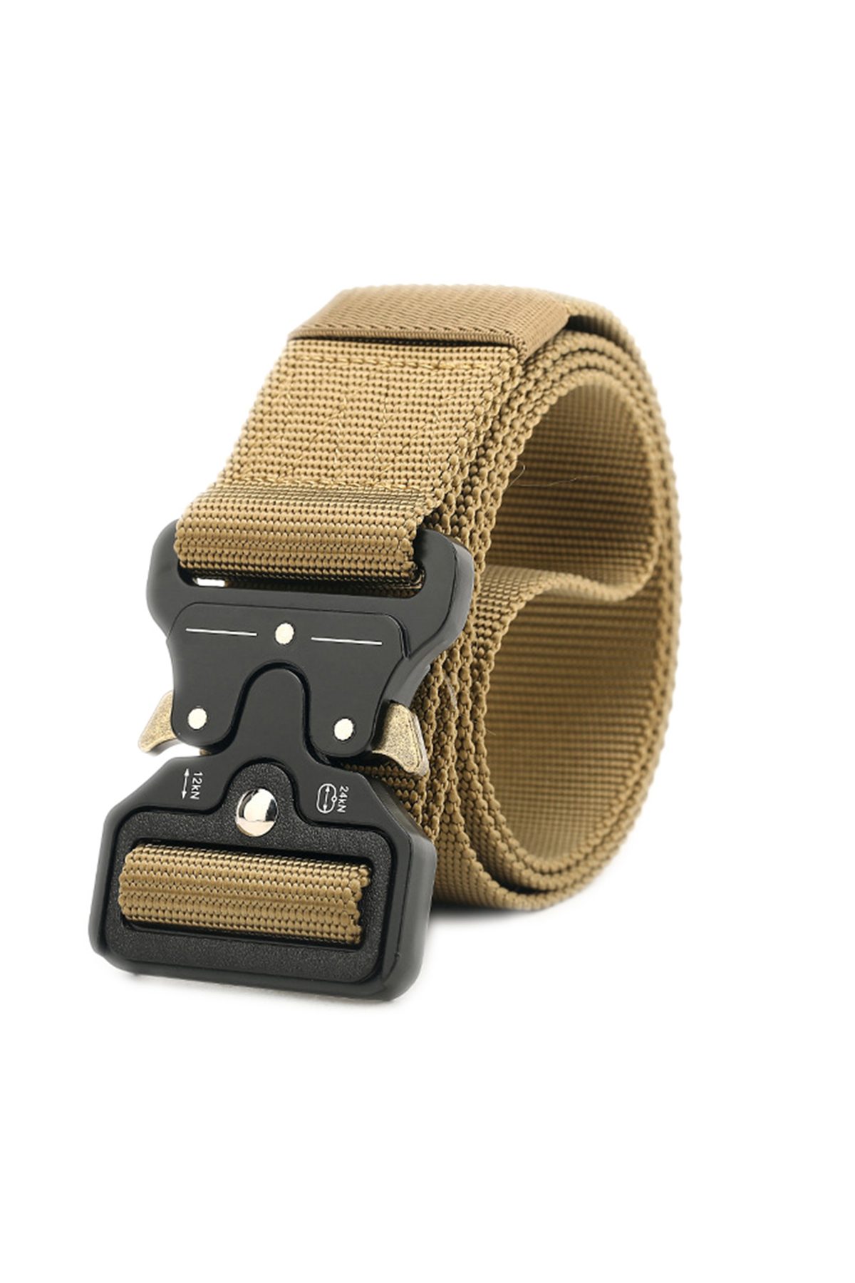 Khaki Military Style Tactical Belt Nylon Belt with Heavy-Duty Quick-Release Metal Buckle