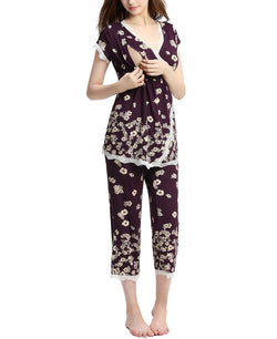Kimi + Kai Kimi & Kai Addison Maternity Nursing Pajama Set Eggplant thumbnail 2