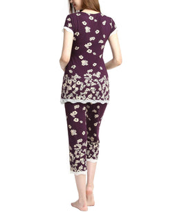 Kimi + Kai Kimi & Kai Addison Maternity Nursing Pajama Set Eggplant thumbnail 3