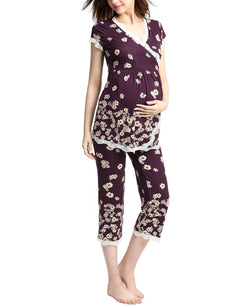 Kimi + Kai Kimi & Kai Addison Maternity Nursing Pajama Set Eggplant thumbnail 4