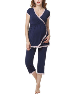 Kimi + Kai Kimi & Kai Cindy Maternity Nursing Pajama Set Navy thumbnail 1