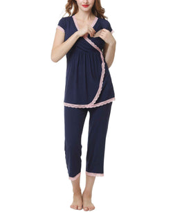 Kimi + Kai Kimi & Kai Cindy Maternity Nursing Pajama Set Navy thumbnail 2