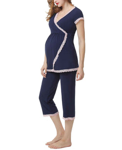 Kimi + Kai Kimi & Kai Cindy Maternity Nursing Pajama Set Navy thumbnail 4
