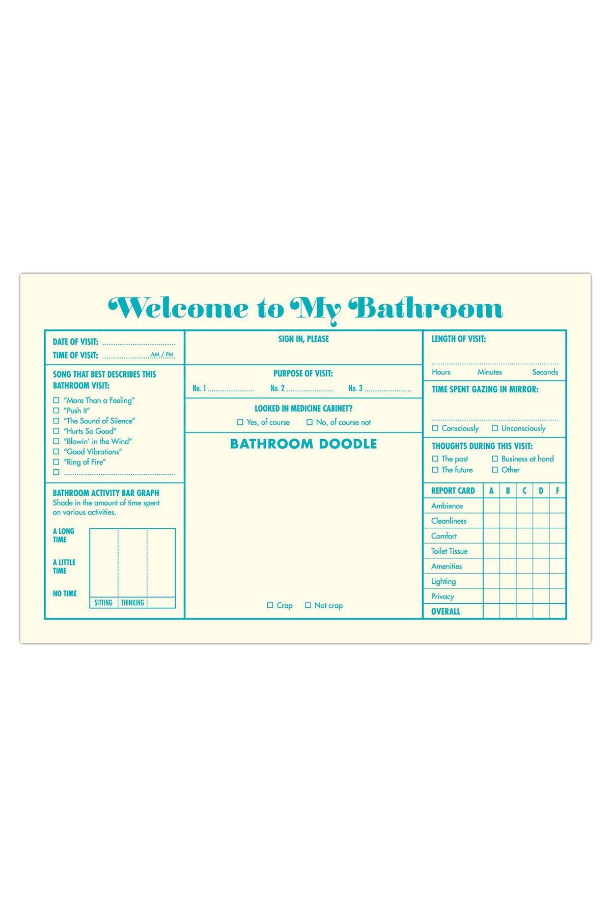 Knock Knock Turquoise Bathroom Guest Book