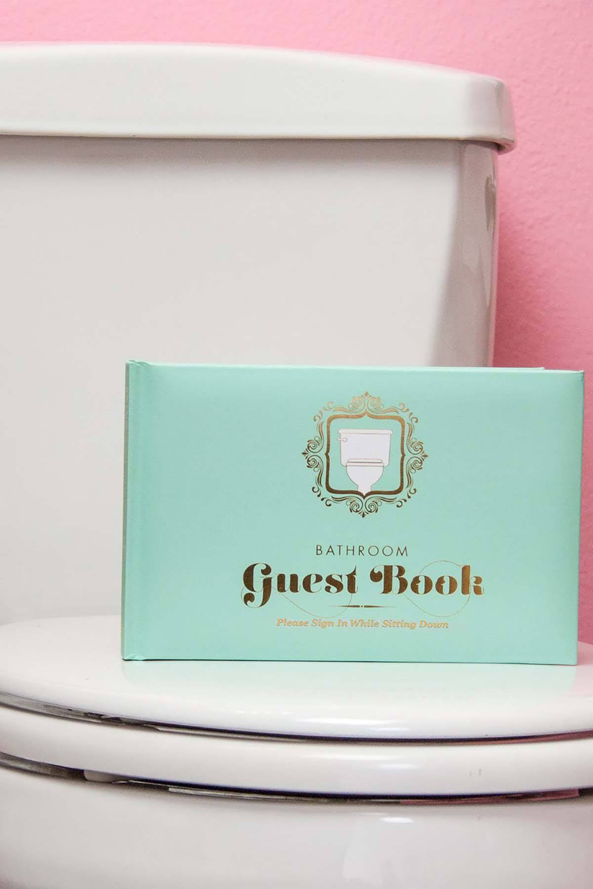 Knock Knock Turquoise Bathroom Guest Book