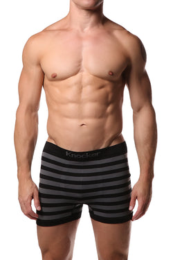 Knocker Grey & Black Stripe Seamless Boxer Brief thumbnail 1