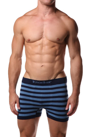 Knocker Navy & Light Blue Stripe Seamless Boxer Brief
