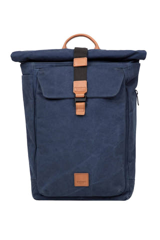 Knomo London Navy 15'' Novello Rolltop Backpack