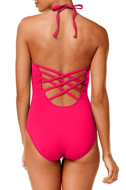 La Blanca Fushia Strappy/Plunge Tummy-Control Swimsuit thumbnail 2