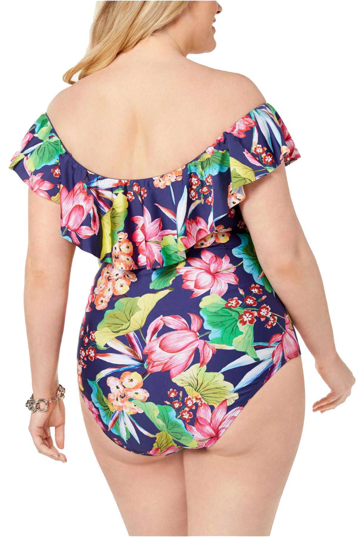 La blanca one sales shoulder ruffle swimsuit