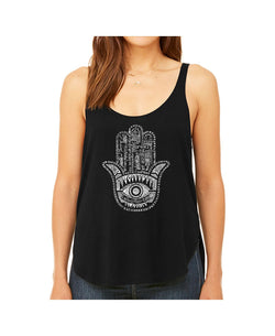 La Pop Art Wo Premium Word Art Flowy Tank Top- Hamsa Black thumbnail 1