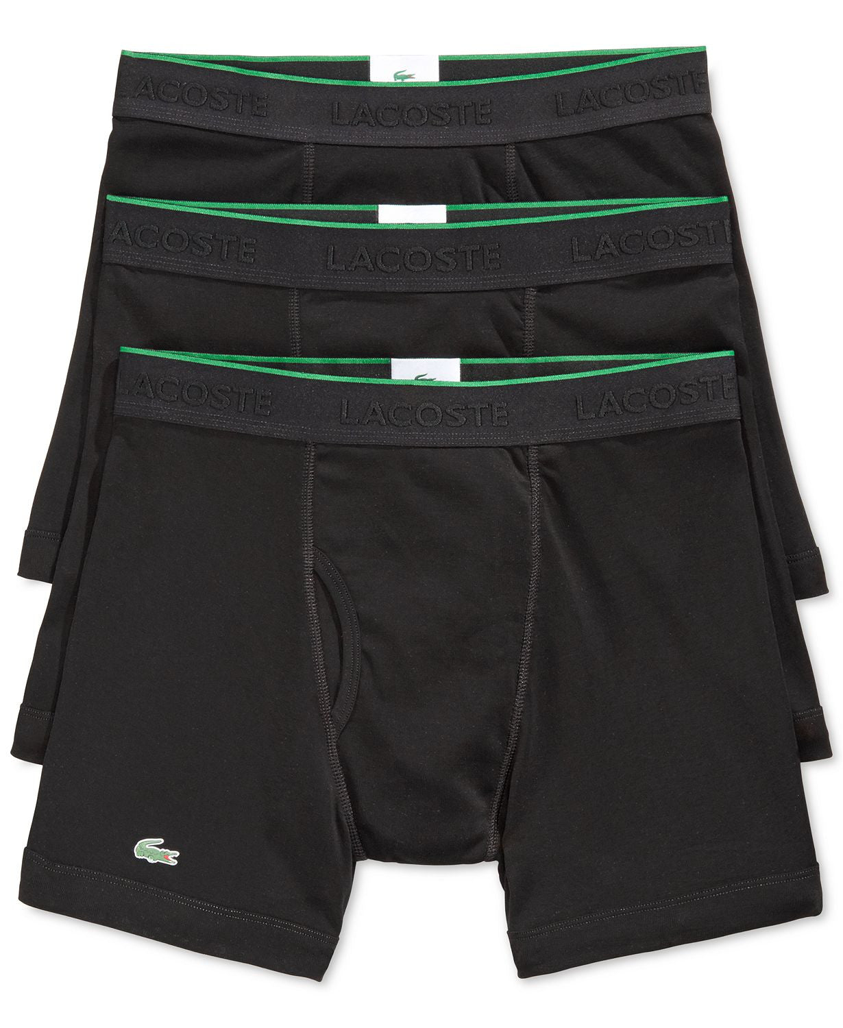 Lacoste 100% Cotton Boxer Brief Underwear Multipack Black