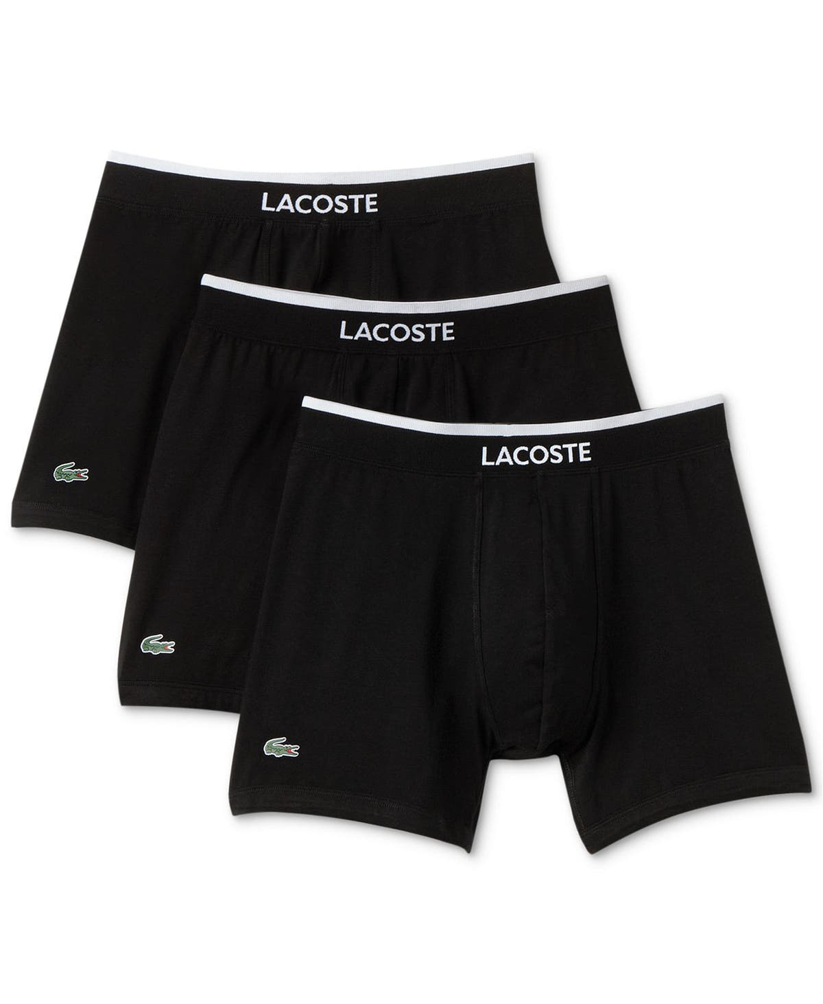 Lacoste 3 Pack Cotton Stretch Boxer Briefs Black