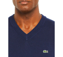 Lacoste V-neck Cotton Sweater Navy Blue thumbnail 2