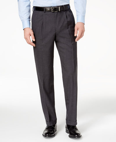 Lauren Ralph Lauren 100% Wool Double-reverse Pleated Dress Pants Charcoal