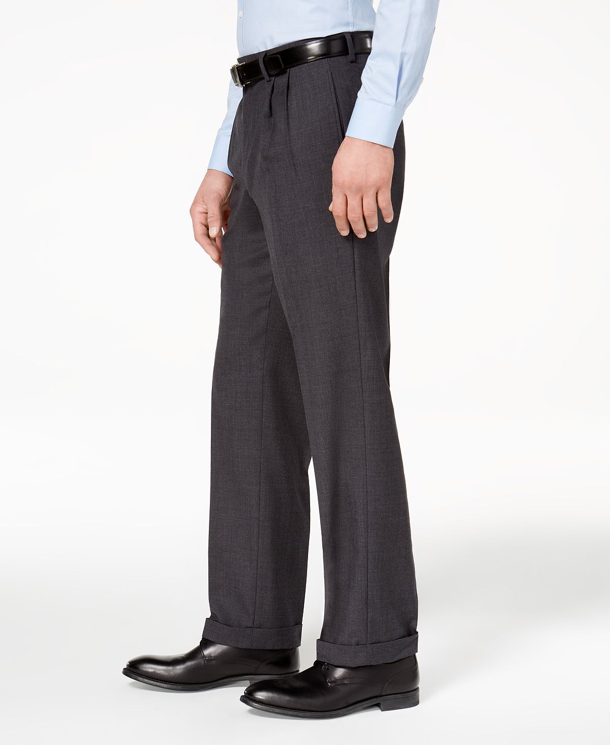 Lauren Ralph Lauren 100% Wool Double-reverse Pleated Dress Pants Charcoal