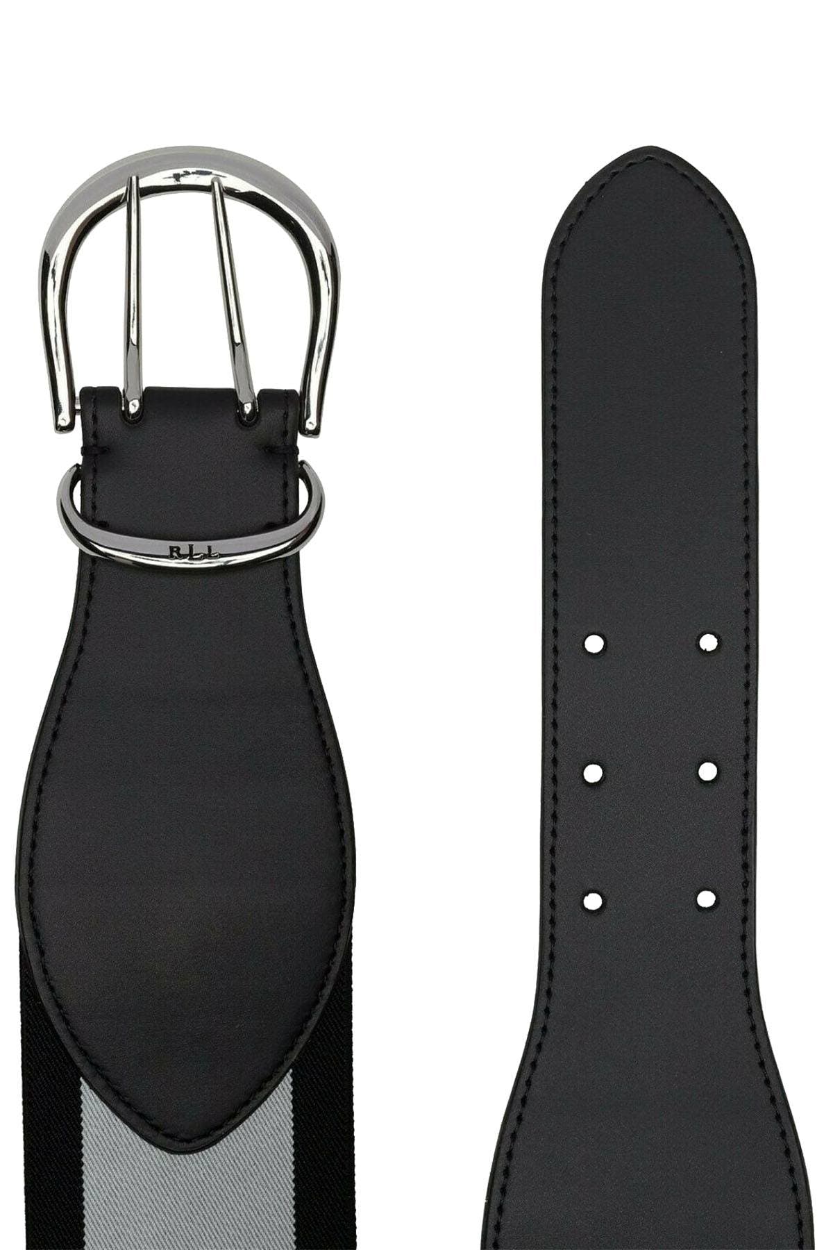 Lauren Ralph Lauren Black/White Cornwall II Stretch Belt