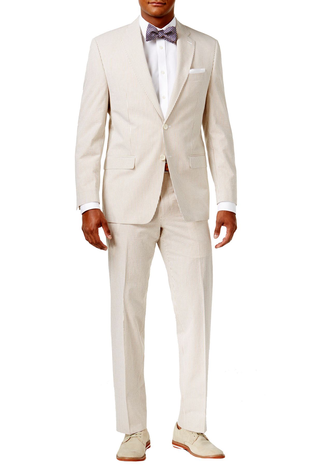 Lauren Ralph Lauren Brown/Cream Seersucker Ultraflex Suit