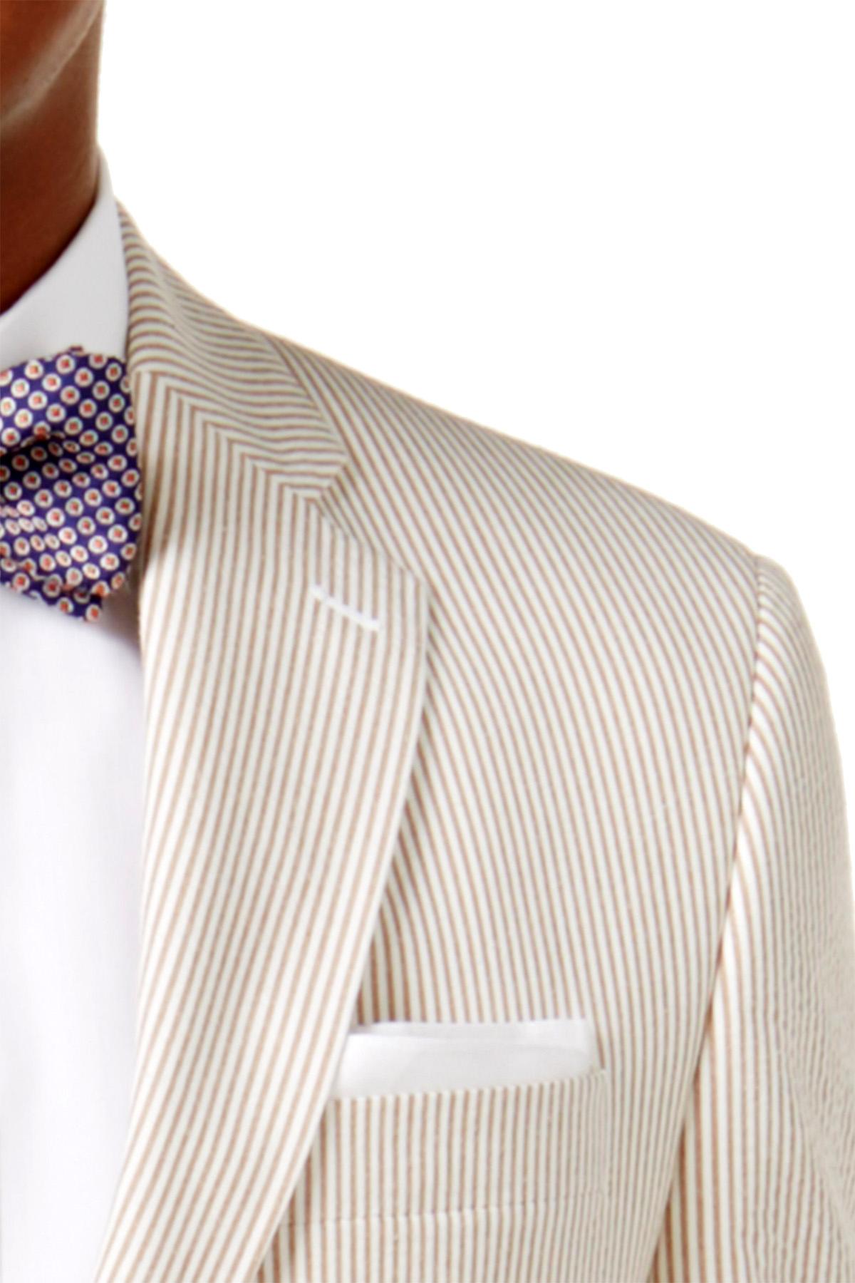 Lauren Ralph Lauren Brown/Cream Seersucker Ultraflex Suit