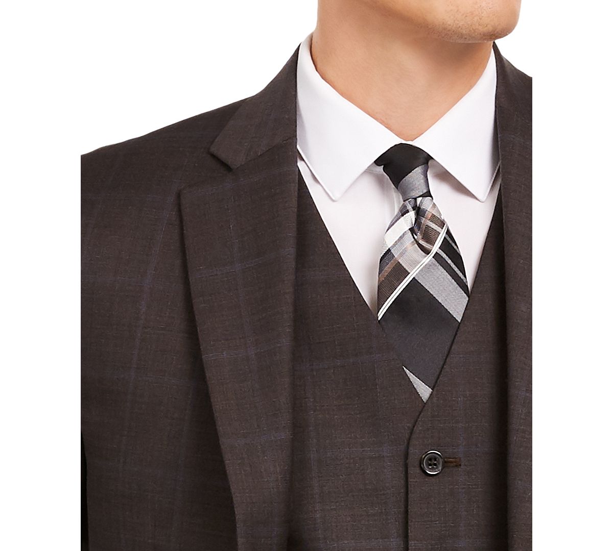 Lauren Ralph Lauren Classic-fit Ultraflex Stretch Brown/blue Windowpane Suit Separate Jacket Brown/blue