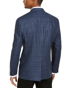 Lauren Ralph Lauren Classic-fit Ultraflex Stretch Navy Blue Windowpane Plaid Silk & Wool Sport Coat Navy thumbnail 2