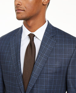 Lauren Ralph Lauren Classic-fit Ultraflex Stretch Navy Blue Windowpane Plaid Silk & Wool Sport Coat Navy thumbnail 4