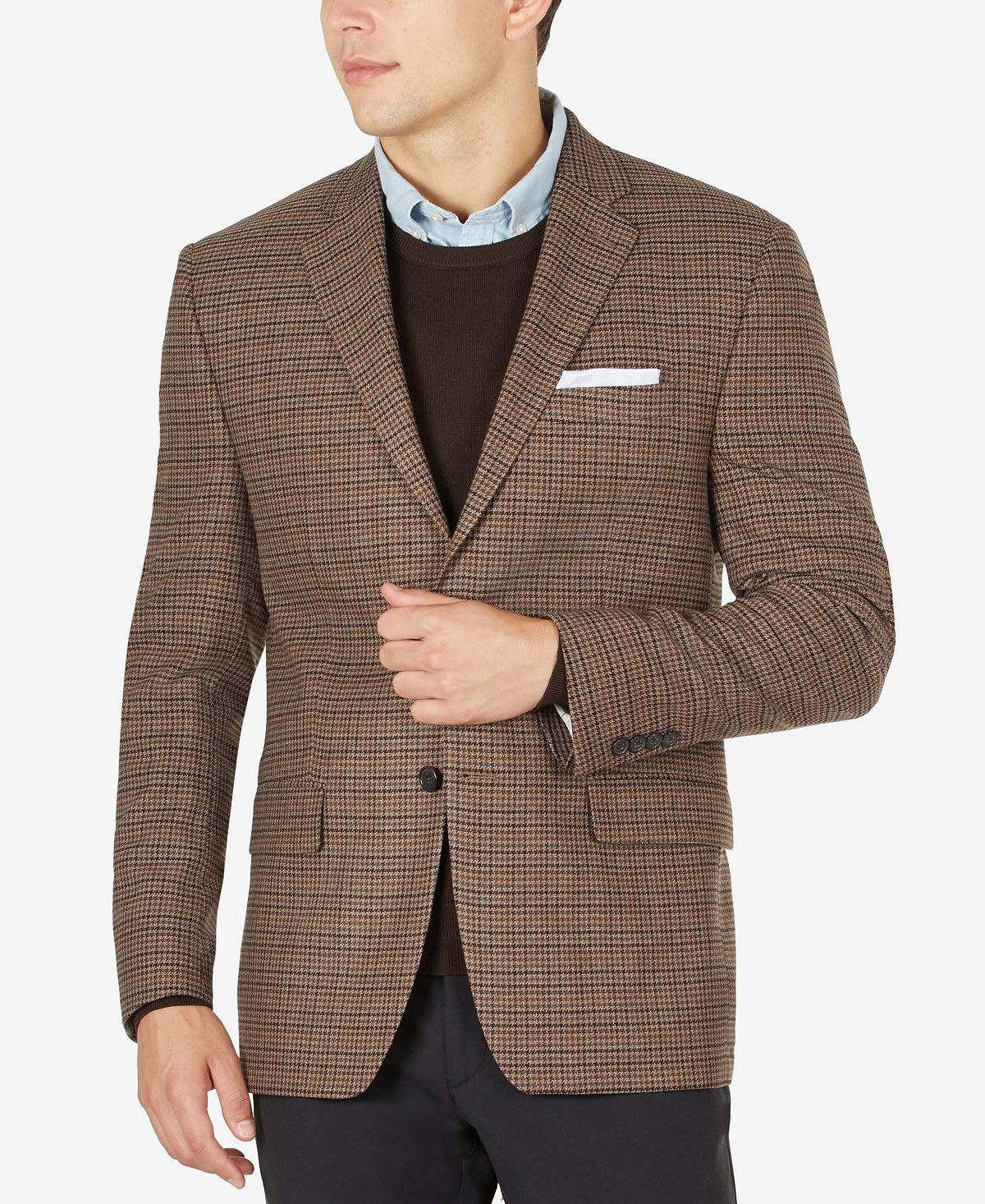 Lauren Ralph Lauren Classic-fit Ultraflex Stretch Patterned Blazer Brown Tic