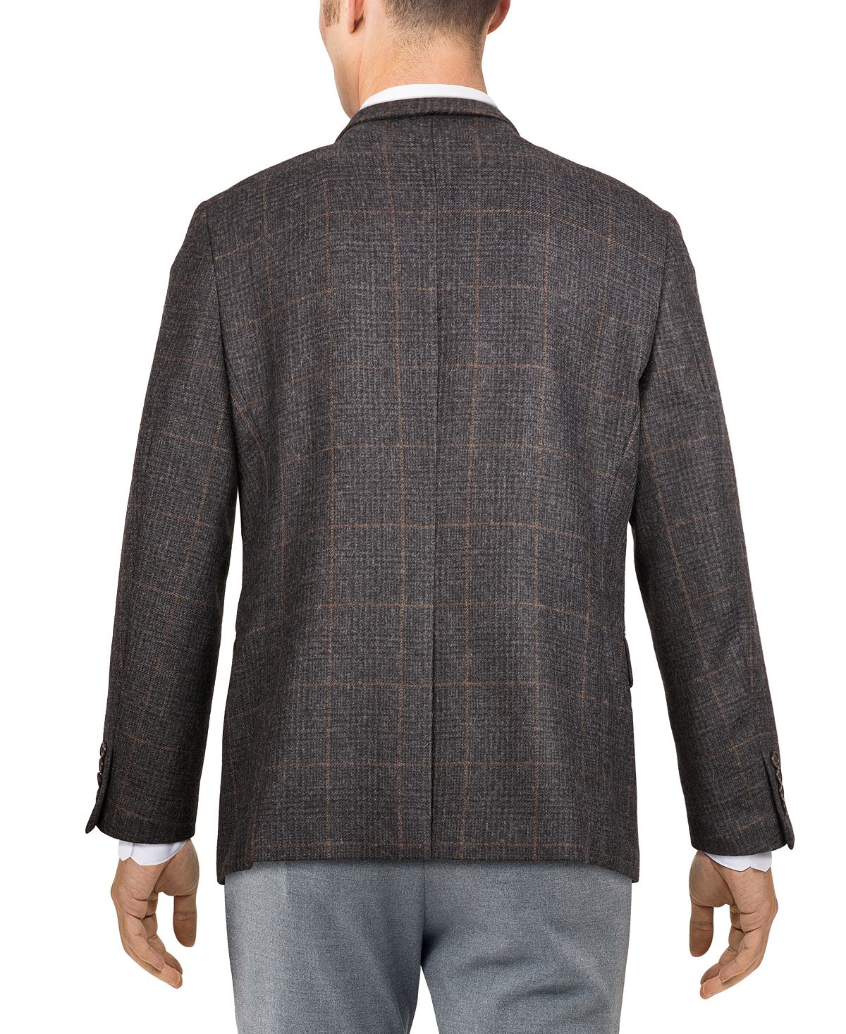 Lauren Ralph Lauren Classic-fit Ultraflex Stretch Wool Patterned Blazer Grey/light Brown Plaid
