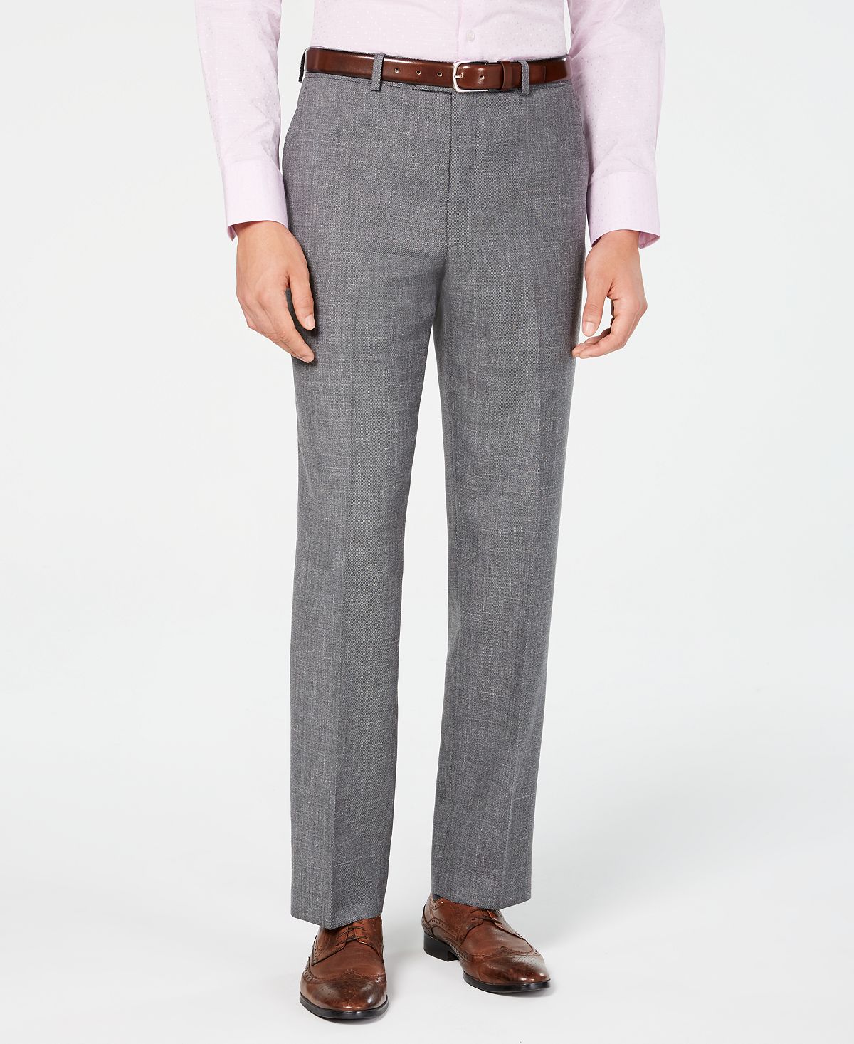 Lauren Ralph Lauren Classic/regular Fit Ultraflex Stretch Gray Sharkskin Suit Pants Grey
