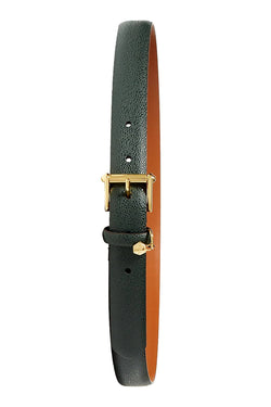 Lauren Ralph Lauren Dark Pine-Green Stingray-Embossed Leather Charm Belt thumbnail 3