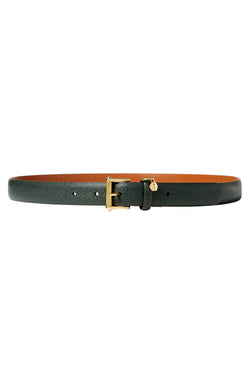 Lauren Ralph Lauren Dark Pine-Green Stingray-Embossed Leather Charm Belt thumbnail 1